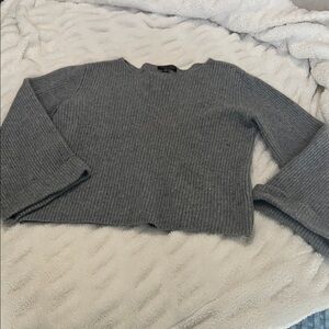 Saks Fifth Avenue Gray Cashmere Ribbed Boxy Sweater